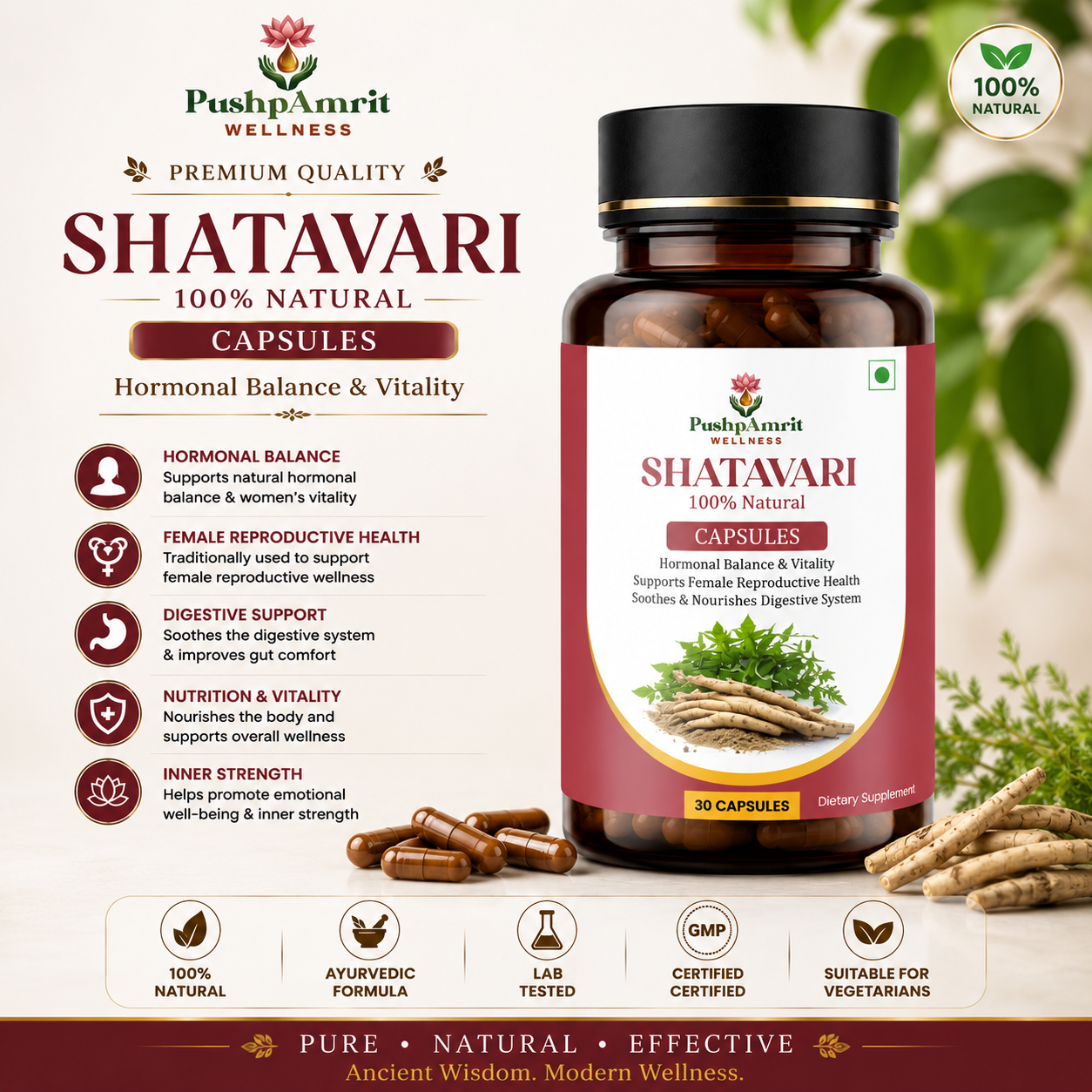 Shatavari — Premium High-Potency Botanical Extract for Hormonal Balance, Female Health & Vitality